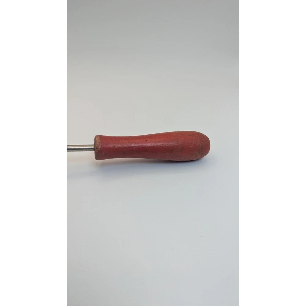 Vintage Potato Masher Red Wood Handle Primitive Metal Kitchen Tool 9 Inch Rustic